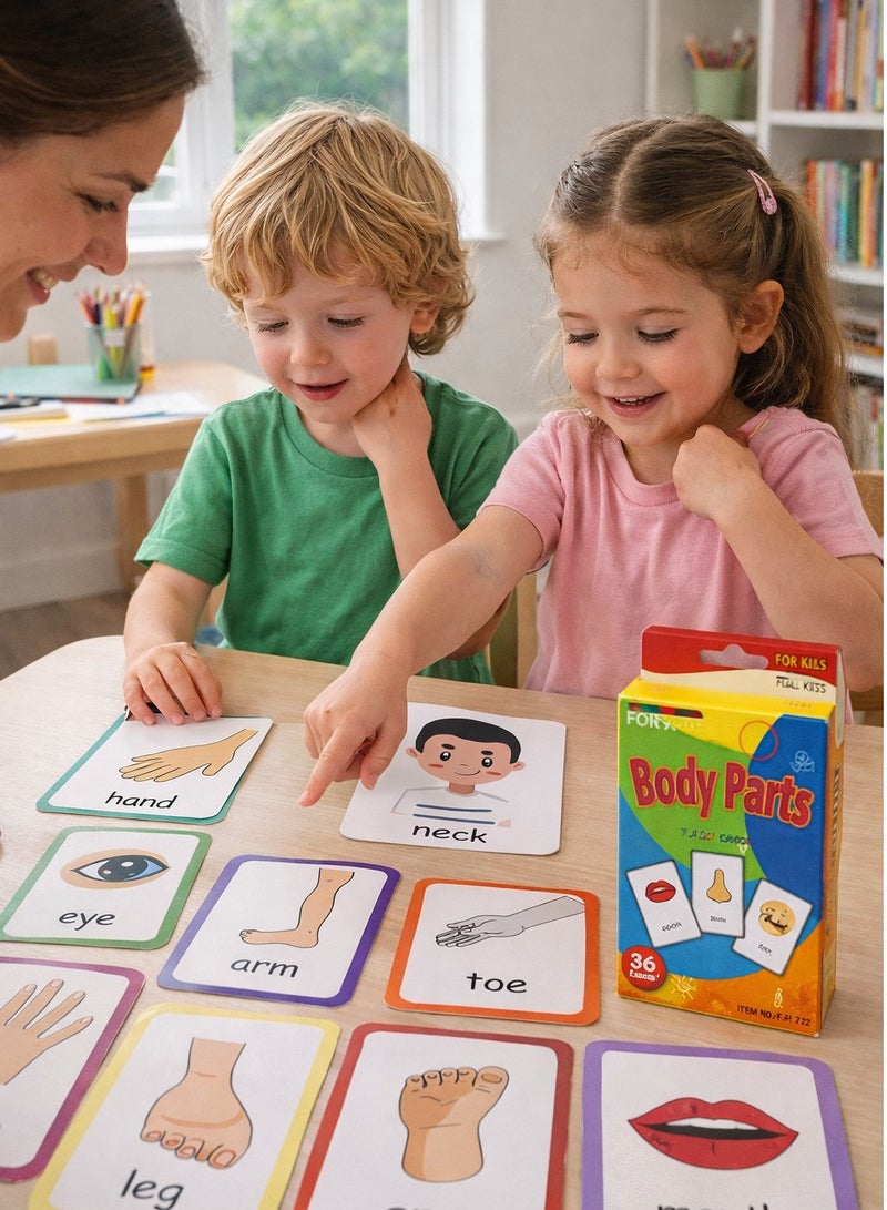 ساراونت 36 قطعة من البطاقات التعليمية لأجزاء الجسم للأطفال الصغار - تعلم ممتع مع 72 صورة جذابة - Image 5